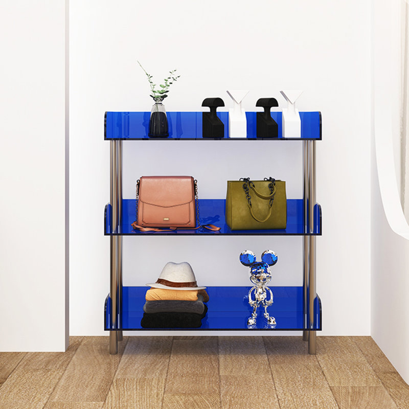 Simple acrylic display transparent bookcase, Blue, (3 Shelves)  34.84"H x 23.62"W x 9.84"D