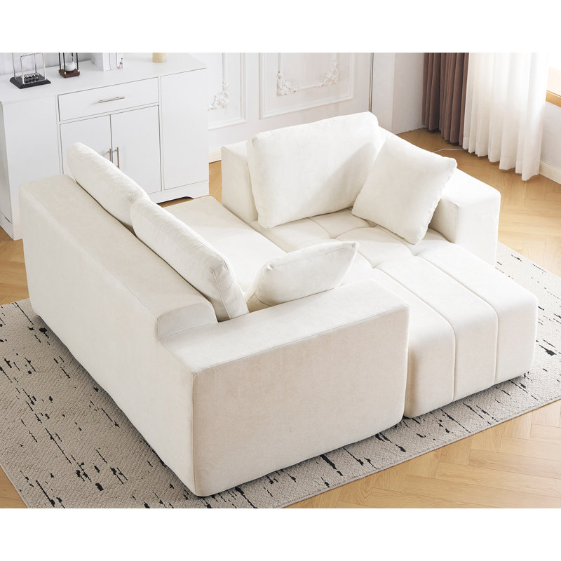 Canapé modulaire Boneless 105 po Cloud, canapé en chenille avec siège profond, sans assemblage requis., Beige