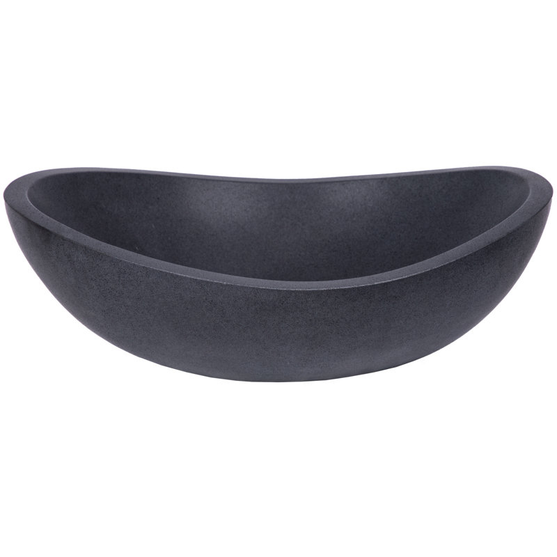 Eden Bath 14'' Honed Black Stone Oval Bathroom Sink