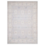 Hand Knotted Wool Area Rug in Light Gray And Ivory