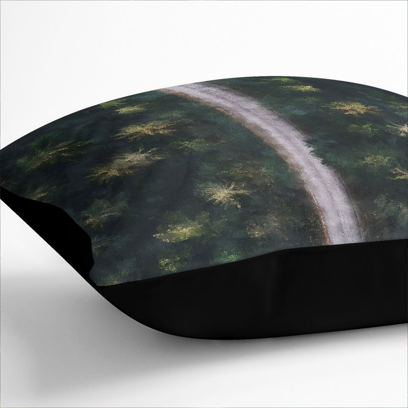 The Forest Road in Sweden Painting Scatter Cushion, 40cm H x 40cm W x 15cm D, Black