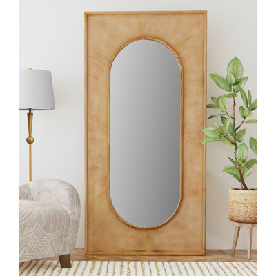 Miroir de plancher Liam - Cadre rectangulaire moderne avec miroir ovale Boho