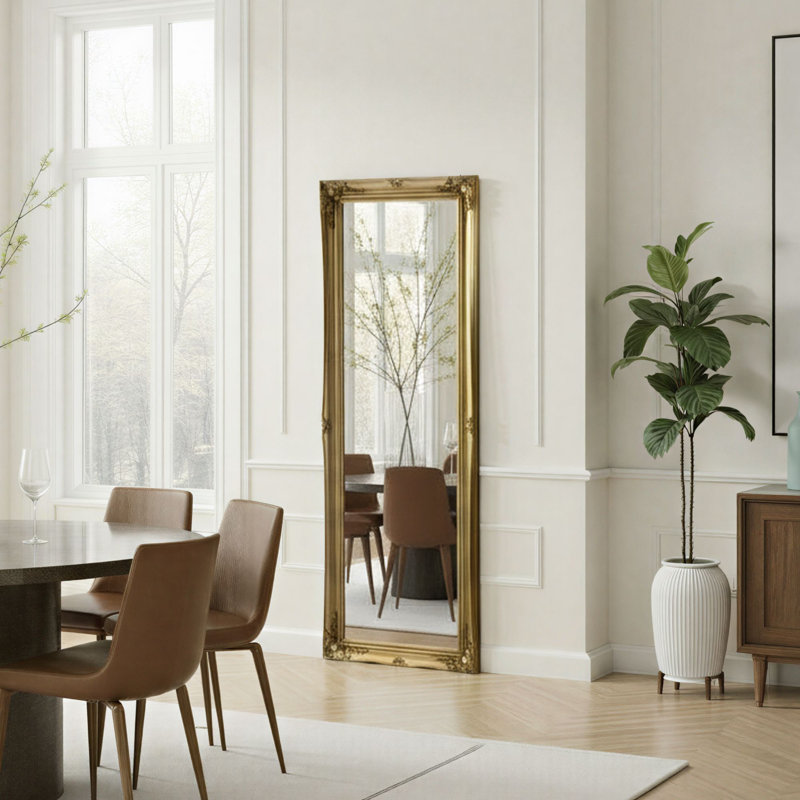 Alberik French Style Carved Wall Mirror Bevelled, 166cm H x 60cm W, Gold