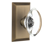 Studio Plate with Oval Clear Crystal Door Knob