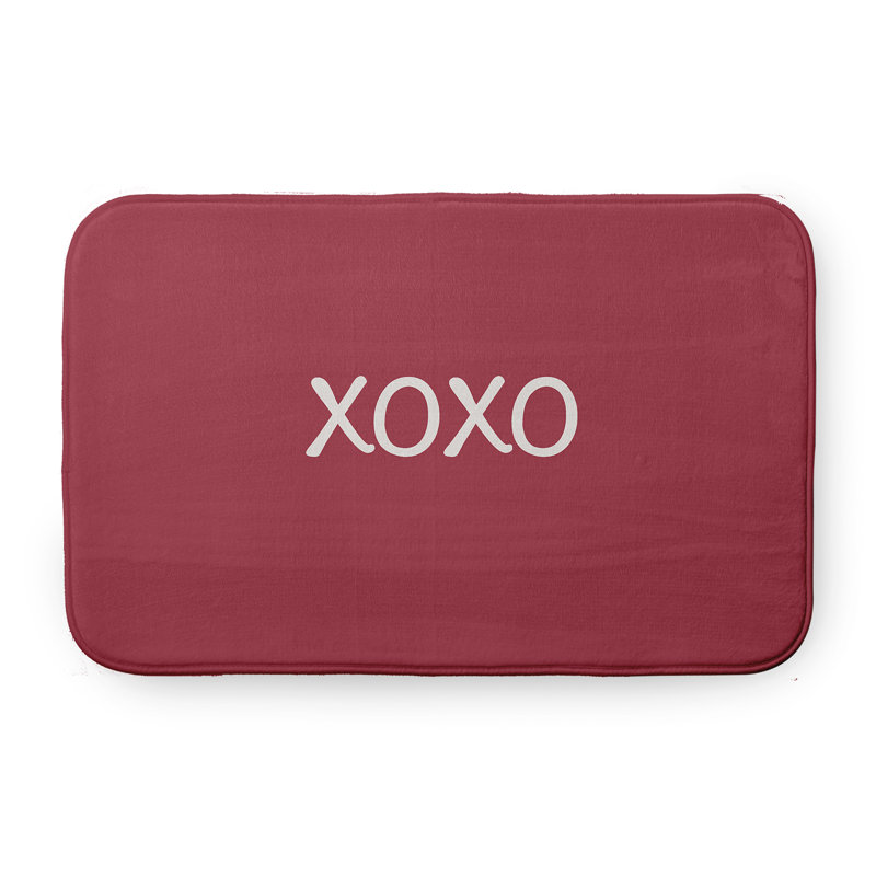 Tapis de salle de bain Maroon Xoxo, L 21 po x L 34 po, Rouge