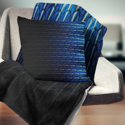 Blue Symmetrical Fractal Flower - Abstract Printed Pillow