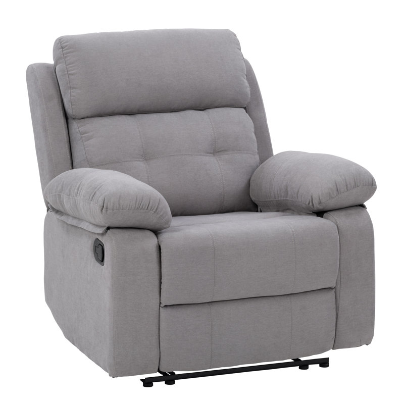 Upholstered Recliner, Light Gray Polyester