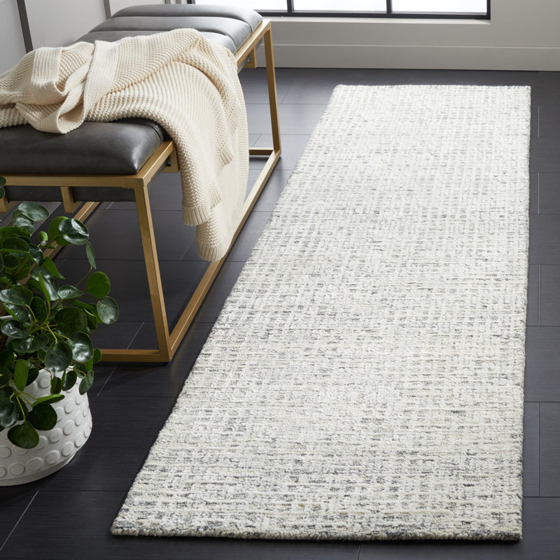 Glamour Hand Tufted Viscose Wool Cotton with Latex Abstract Rug in Gray/Ivory, Runner 2'3" x 8'
