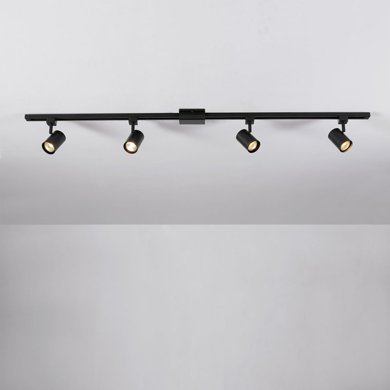 4-Light Matte Black Adjustable Pivot Heads Track Lighting Kit