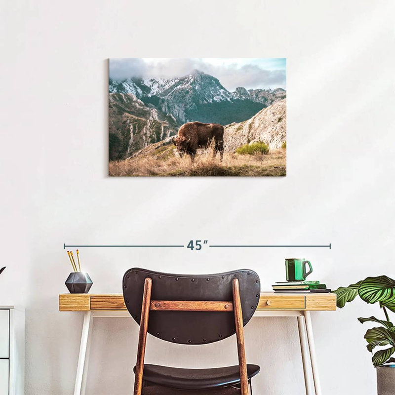 Brampt Bison Lost In The Mountains, 20" H x 30" W