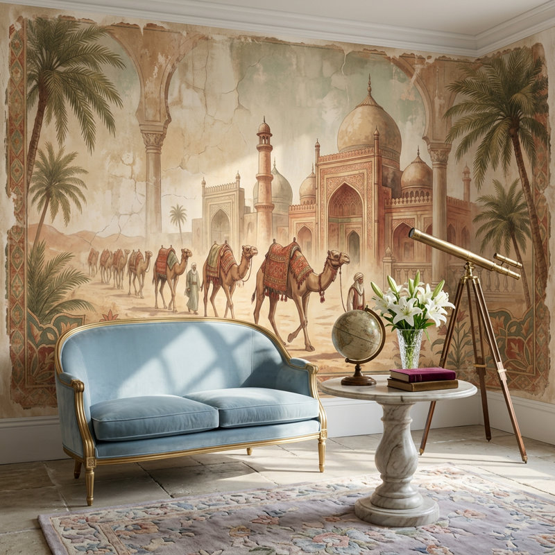 Décoration murale caravane désertique, 100 po x 96 po, Non tissé