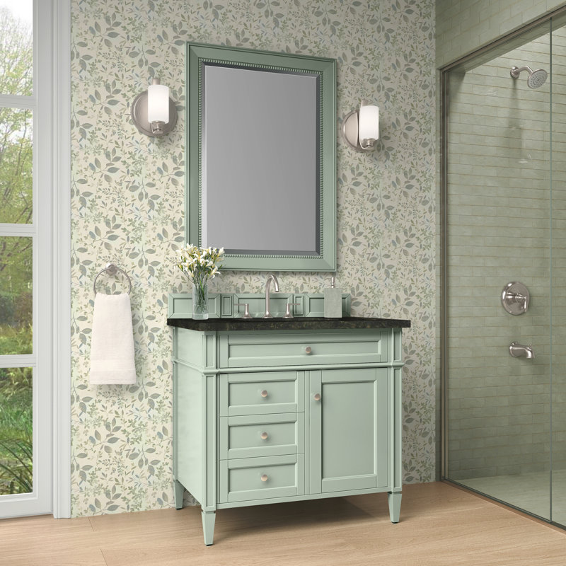 Deleon 36" Single Bathroom Vanity Set, Sage Green, 8" Widespread, Phantome Eclos