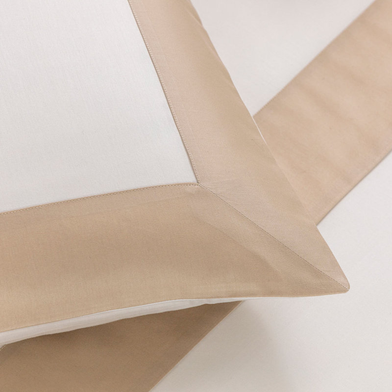 Bold Sateen Duvet Cover, Milk/Savage Beige, King Duvet Cover