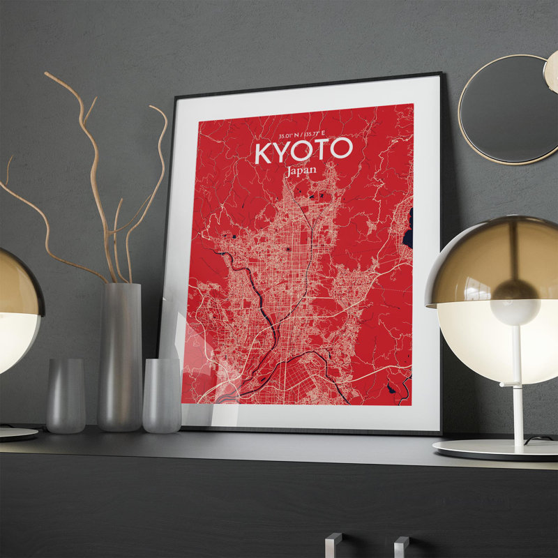 Kyoto City Map In Nautical - No Frame Print, 24cm H x 18cm W x 0.05cm D