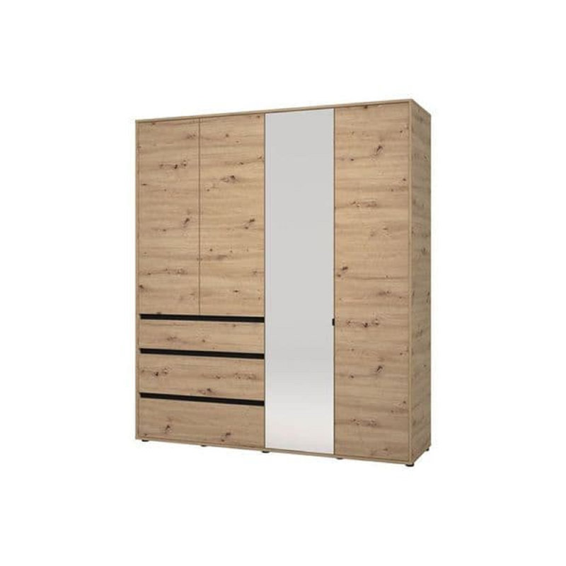 3 Door Manufactured Wood Wardrobe, Walnut