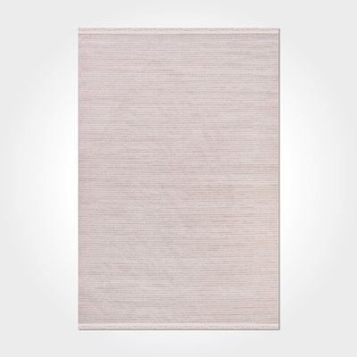 Modern/Striped Cream Machine Washable Non-Slip Area Rug