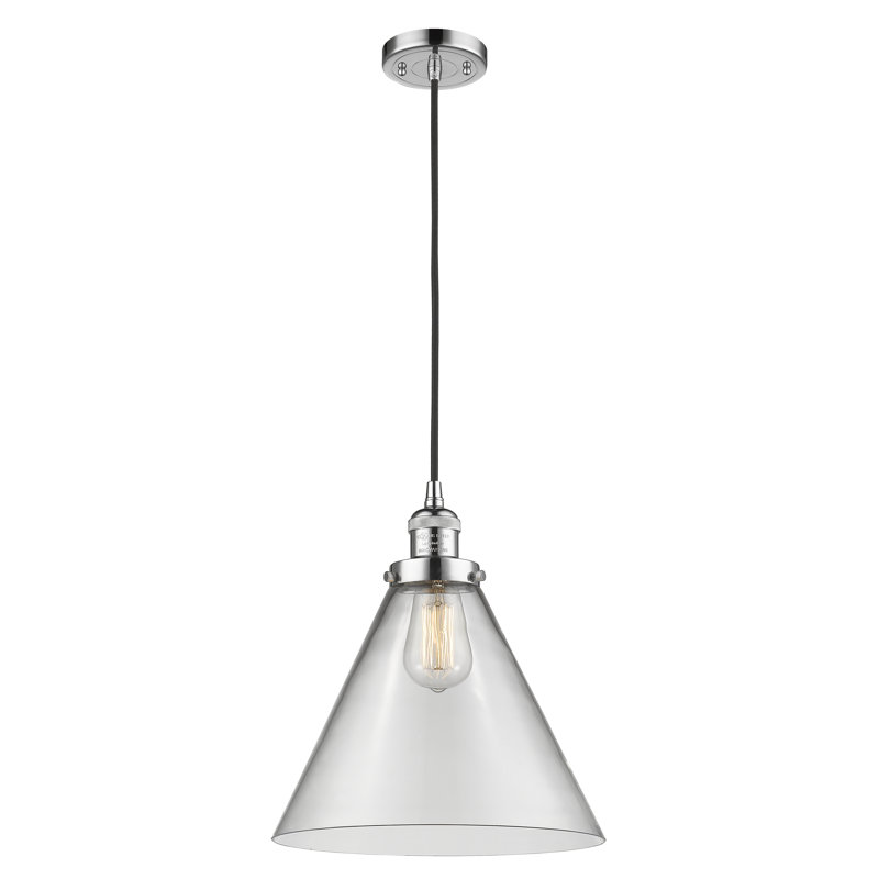 Luminaire suspendu conique à 1 lumière Westbrook, Ampoule non incluse, Transparent, Chrome poli