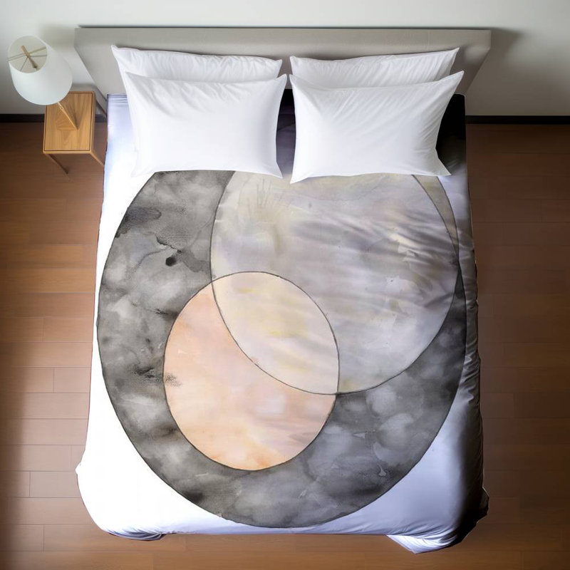 Interlocking Queen Duvet Cover - Retro Abstract Shapes Decor
