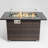50000btu Propane Fire Table With Ceramic Tabletop, 44inch Outdoor Pit, Rectangular , Lid, Rain Cover, Glass Rocks, Dark Brown Tile Top, Luminous