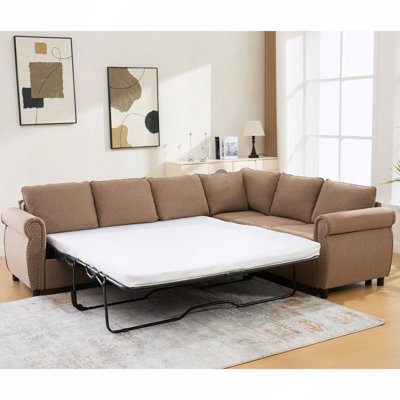 Sleeper Sofa, 2 in 1 Pull Out Couch Bed,6 seater sofa bed, L Shaped Sleeper Sectional Sofa Couch,Riveted sofa,104'' Large combined sofa Bed in living room