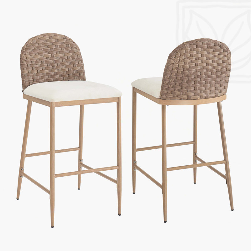 Ensemble de 2 tabourets de bar 29,5 po Farmhouse 29 po avec dossier en rotin