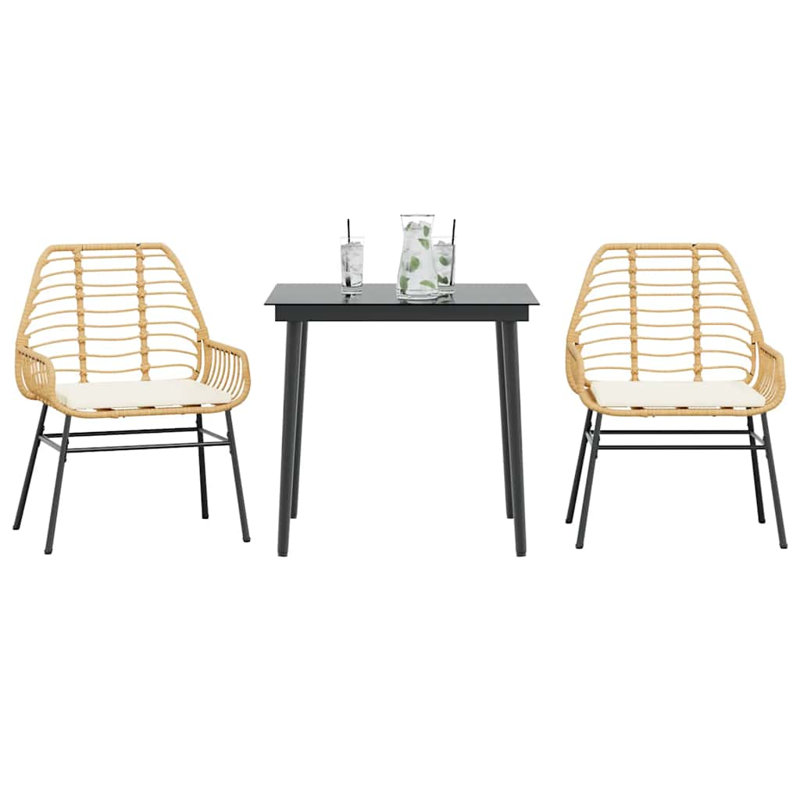 Garden Dining Set Brown Poly Rattan Medium Outdoor Dining Set Removable Covers Durable