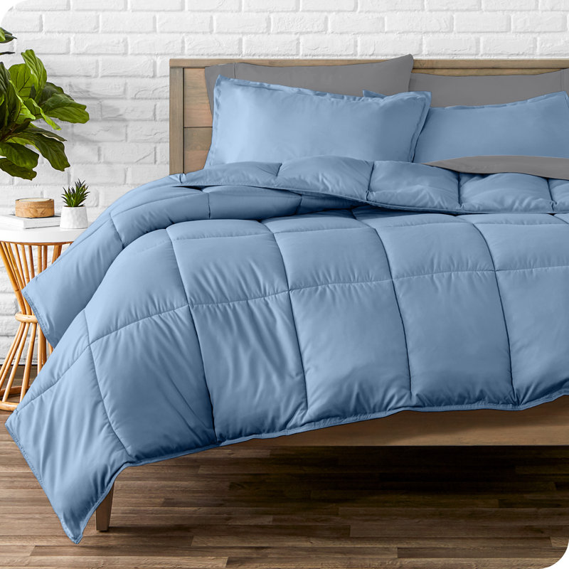 Microfiber Bed-In-A-Bag, Coronet Blue/Gray, Split Queen Comforter + 7 Additional Pieces