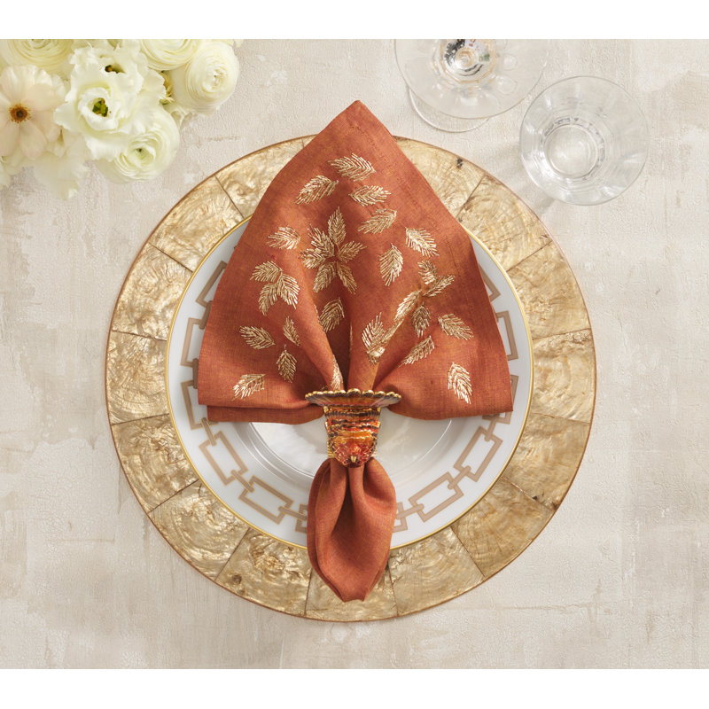 Gilded Breeze Napkin, Rust/Gold