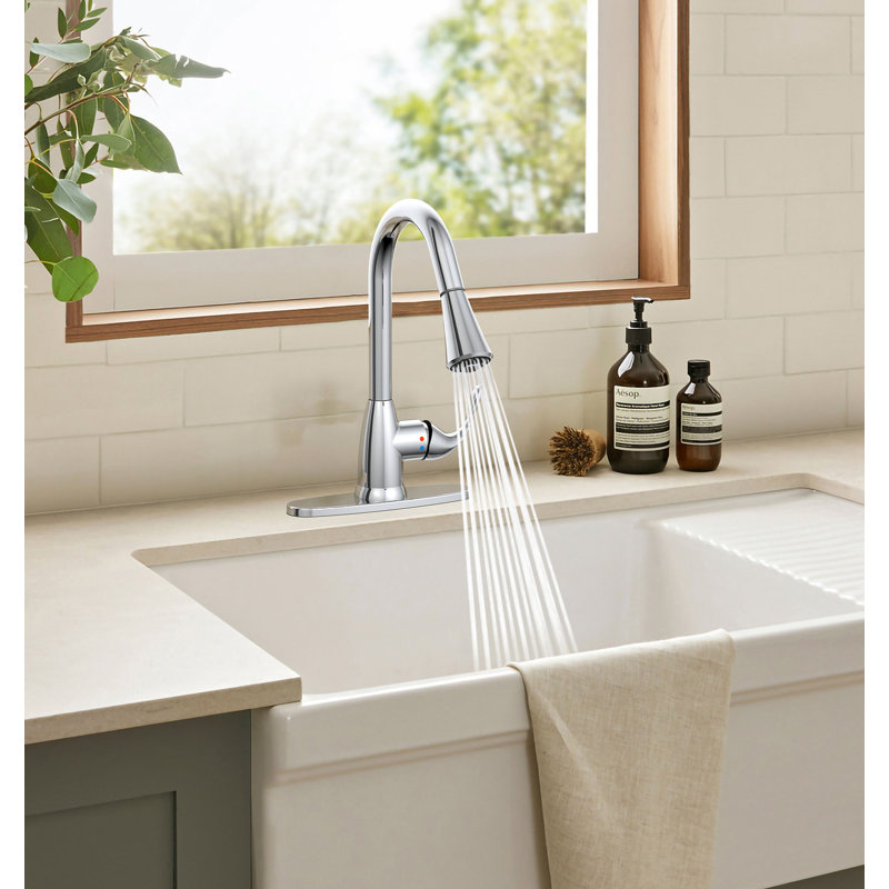 Robinets de cuisine - Robinet de cuisine avec douchette extractible, Chrome poli