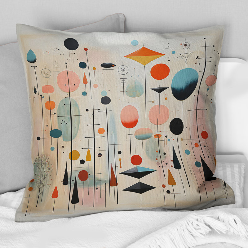 Coussin décoratif rose Mid-Century Whimsical Wonders I - Abstract Midcentury