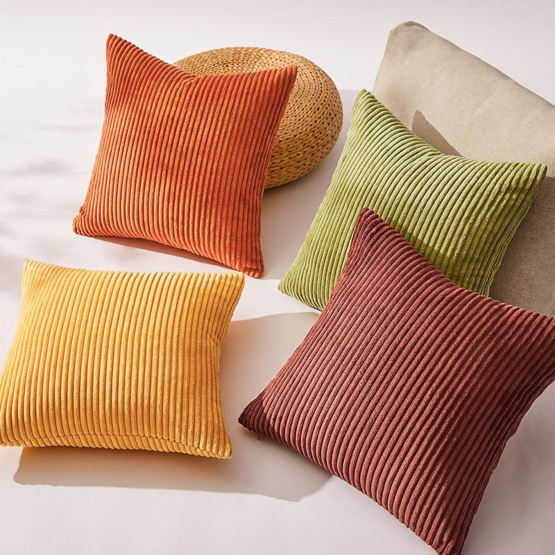 Ensemble de 4 coussins décoratifs d'automne orange brûlé, housse de coussin carrée rayée Gradient Series, housse de coussin moderne pour canapé