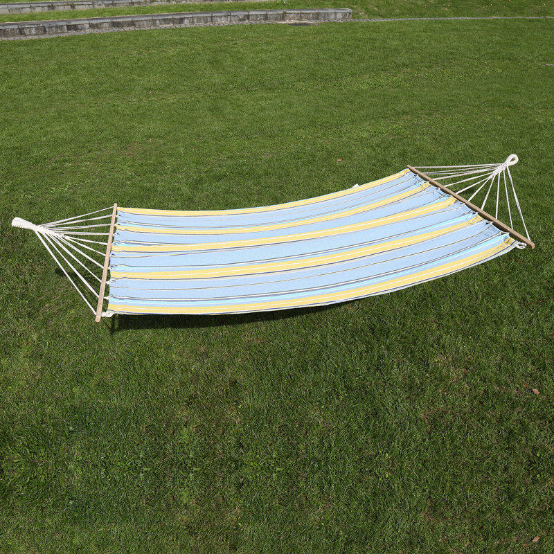 Hamac double à barre d'écartement, Bleu clair / jaune, H 1 po x l 48 po x L 78 po