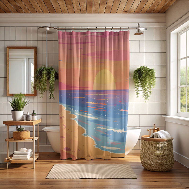 Rideau de douche Coastal Dusk - Premium, H 74 po x l 71 po