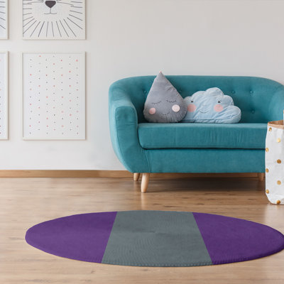 Tapis mauve rayé/gris ardoise