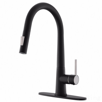 Robinet de cuisine noir à poignée simple