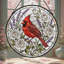 Oiseau cardinal rouge (10) vitrail pour fenêtre-133222993