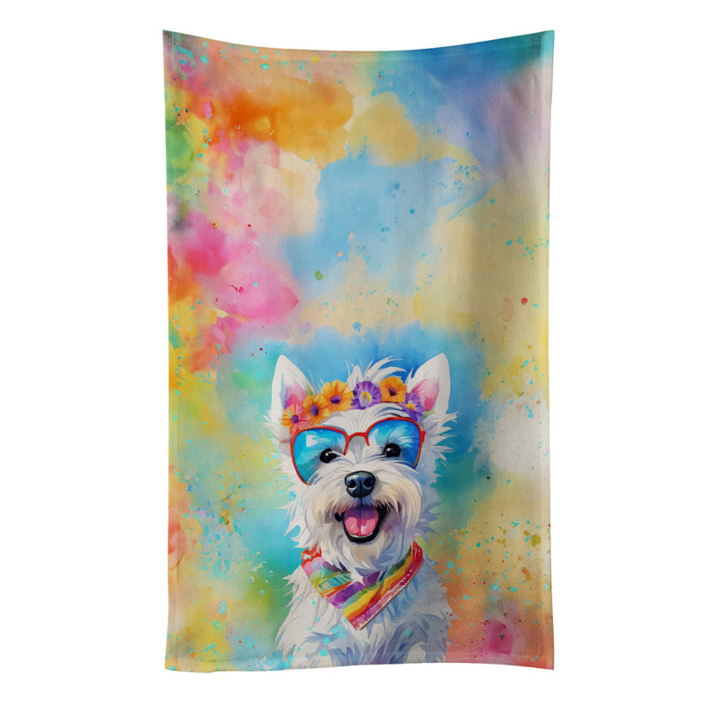 Westie Hippie Dawg Kitchen Towel