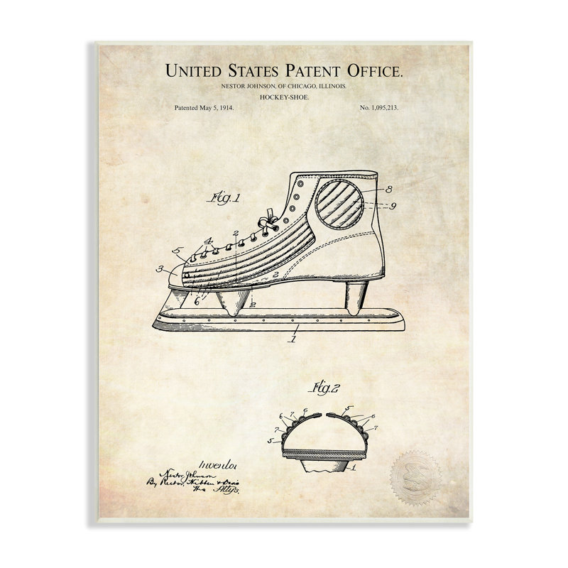 Schéma de la chaussure de hockey, L 10 po x H 10 po, Plaque murale