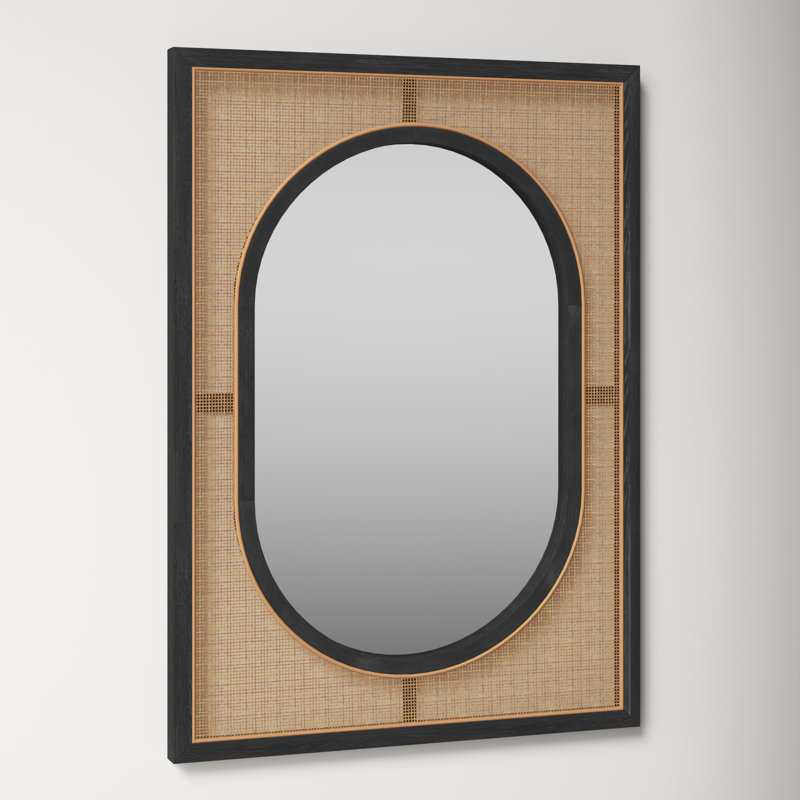 Nela Wicker / Rattan Rectangle Wall Mirror, 41.5" x 30"