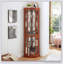 Armoire d'angle en verre avec vitrine lumineuse pour le salon, idéale pour les collections antiques et le rangement du vin-546044969