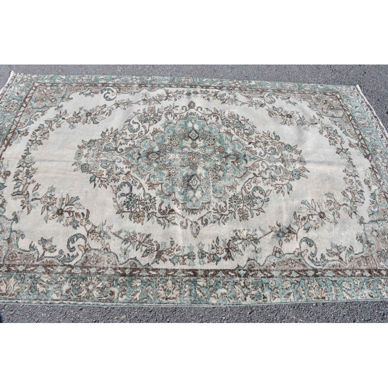 Grand tapis turc vintage tissé à la main en bronze pour décor de chambre de style bohémien vert / bronze