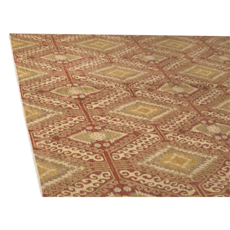 Hand Knotted Wool Area Rug in Red