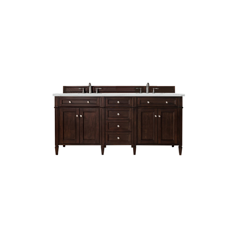 Meuble-lavabo double l 72 po Dussault, Acajou bruni, Noctis éthéré, 8 po