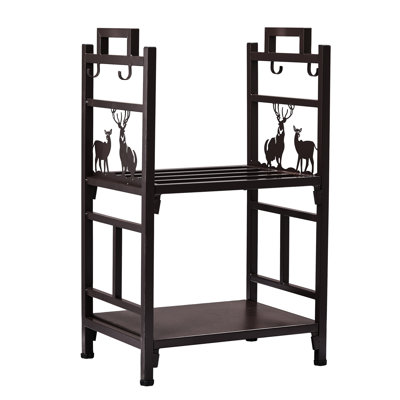Double-Layer Metal Firewood Rack with Tools