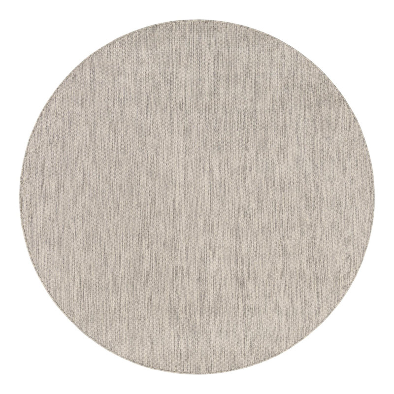 Highland Light Gray/Ivory Indoor/Outdoor Use Area Rug, Round 6'1"
