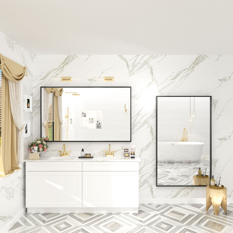 Miroir mural Amara, 48 po x 30 po, Argent brossé