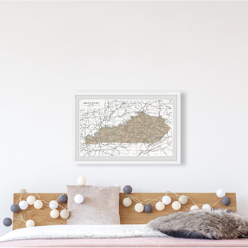 Kentucky Colorful Outline - cadre photo, impression sur papier, H 20 po x l 30 po x 1,5 po