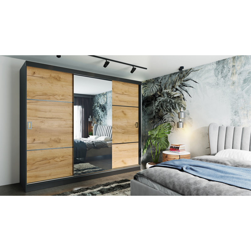 Majesta 2 Door Solid + Manufactured Wood Wardrobe, Black/Natural