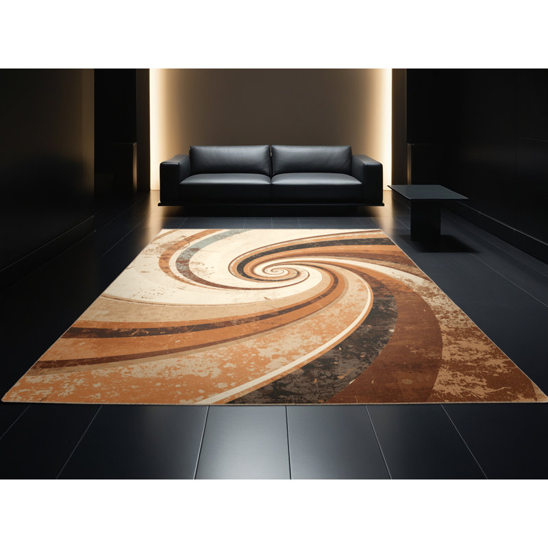 Tapis brun rustique et moderne lavable à la machine parlin, 2 pi x 3 pi