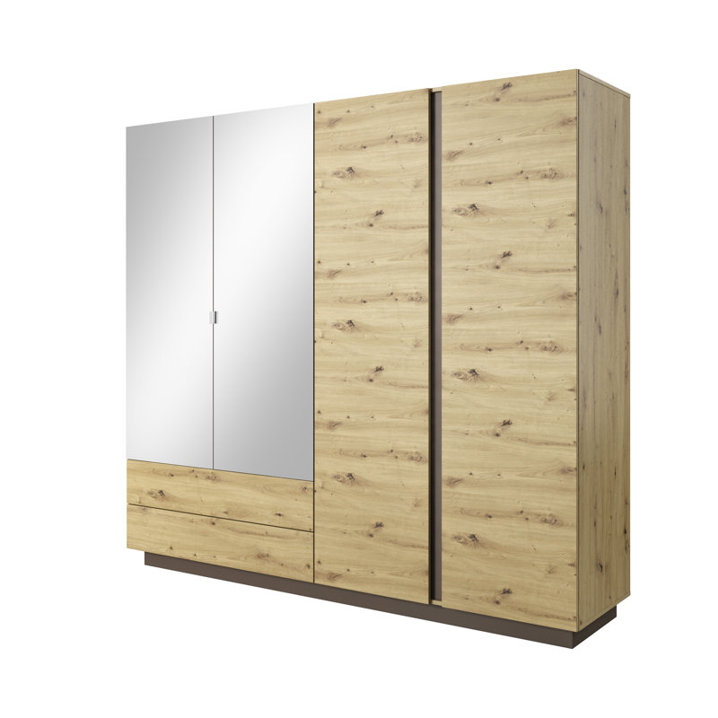Janeliz 4 Door Manufactured Wood Wardrobe, Oak Artisan
